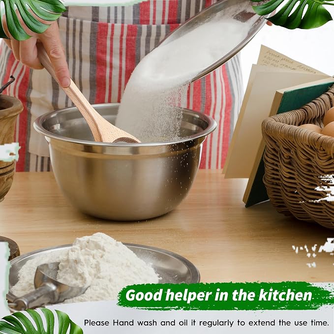 FoldTier 12 Inch Wooden Danish Dough Whisk Sourdough Whisk Dough Mixer Bread - Image 6