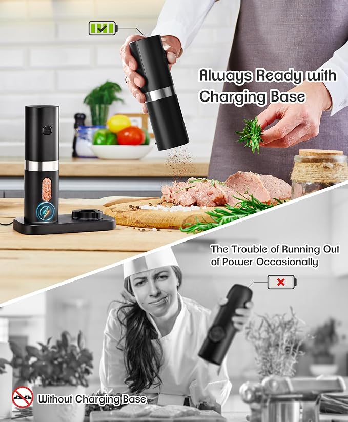 Electric Salt and Pepper Grinder Set, New Rechargeable Salt and Pepper Mill - Image 6