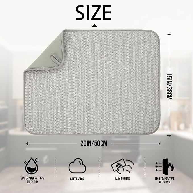 2 Pack Microfiber Dish Drying Mat - Image 3