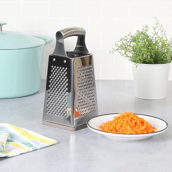 Martha Stewart Sprucedale 9.5-Inch Stainless Steel 4-Sided Box Grater – Durable - Image 3