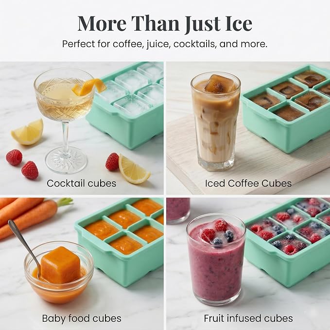 KitchFort Large Silicone Ice Cube Tray, Easy Release 2" Big Ice Cubes - Image 8