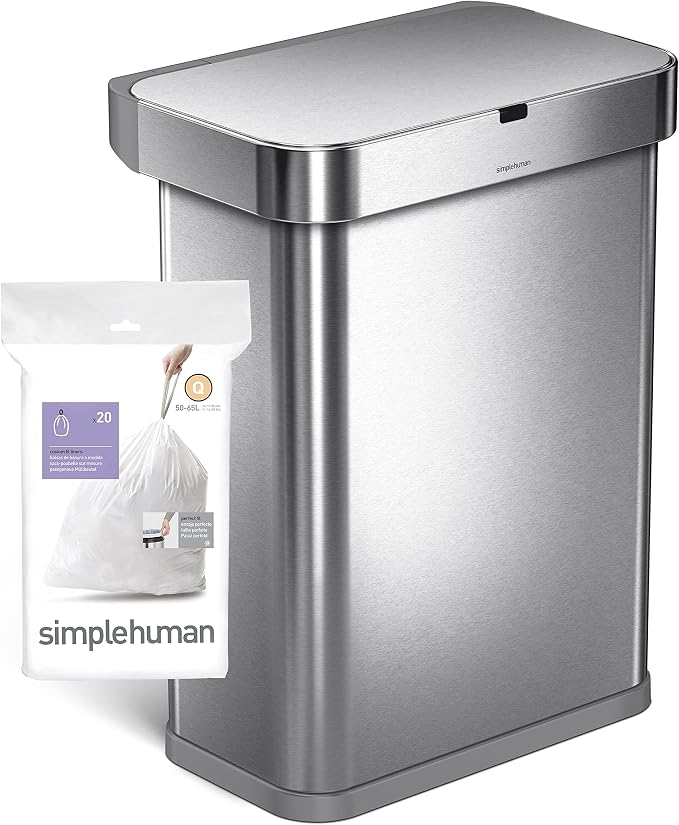 simplehuman Code Q 60 Count Custom Fit Liners, Drawstring Kitchen Trash Bags - Image 5