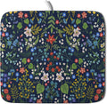 Flower Floral Dish Drying Mat Microfiber Navy Blue Absorbent Drying Pad by Giwawa