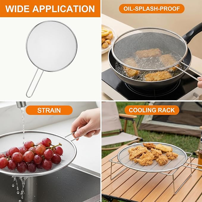 7.5 in Grease Splatter Guard Stainless Steel Splatter Guard - Image 5
