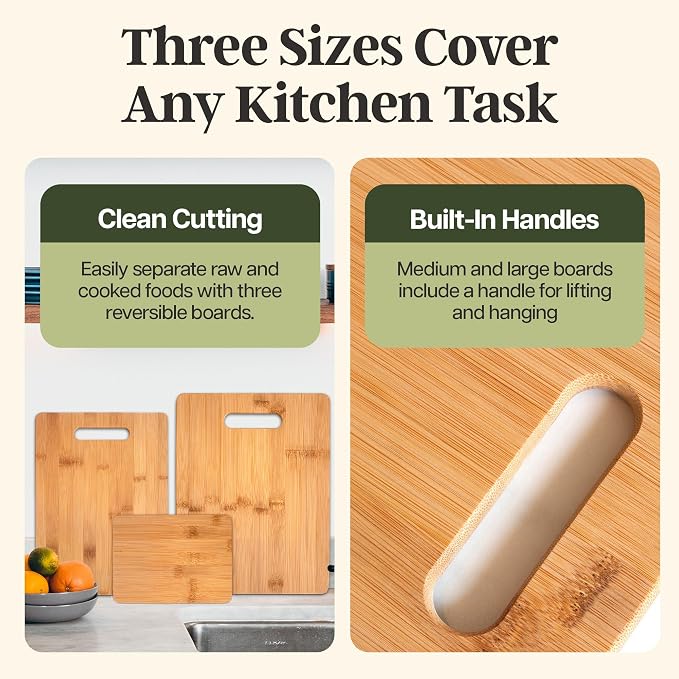 Totally Bamboo 3-Piece Cutting Board Set, Bamboo Wood Cutting Boards - Image 2