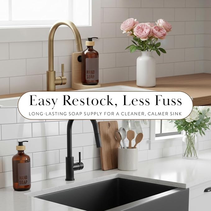 SAVVY & SORTED Amber Glass Hand Soap Dispenser - Image 3
