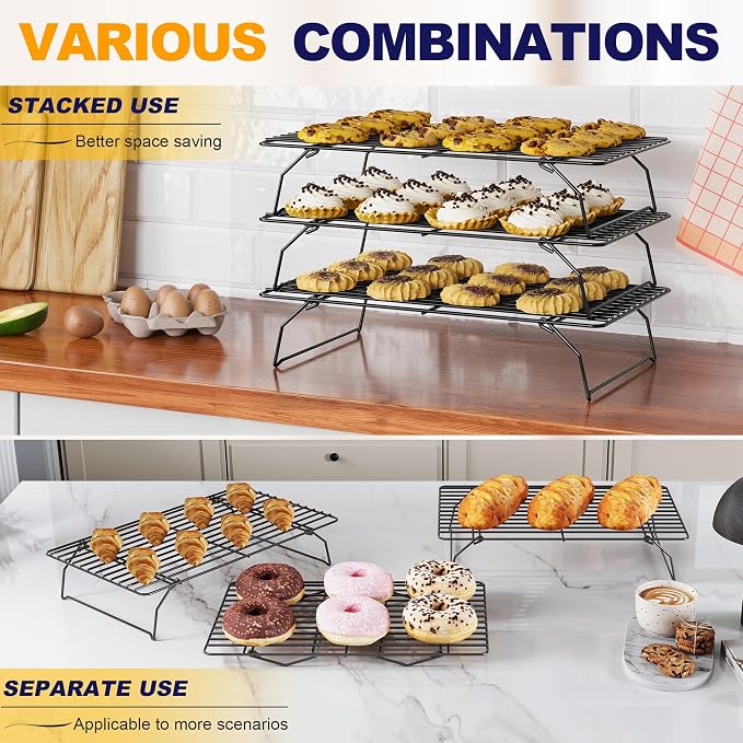 3 Tier Stackable Cooling Rack for Batch Cooling Cookie, Cake-15.8”x 10”- Heavy - Image 5
