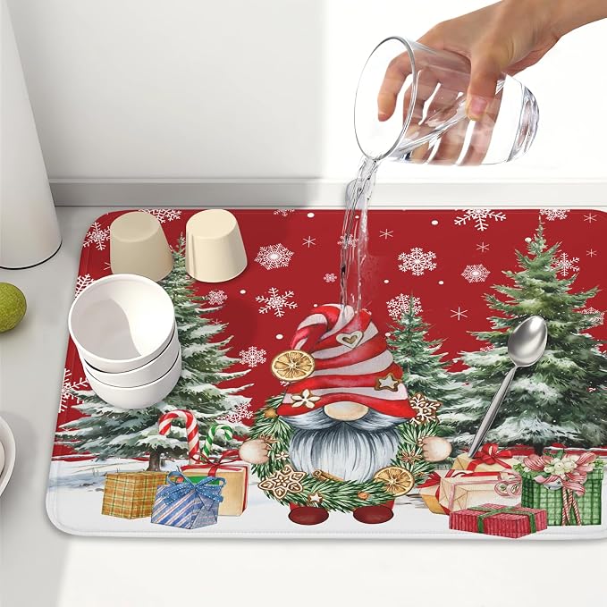 Christmas Dish Drying Mat for Kitchen Counter, Merry Christmas Dish Drying Mat - Image 6