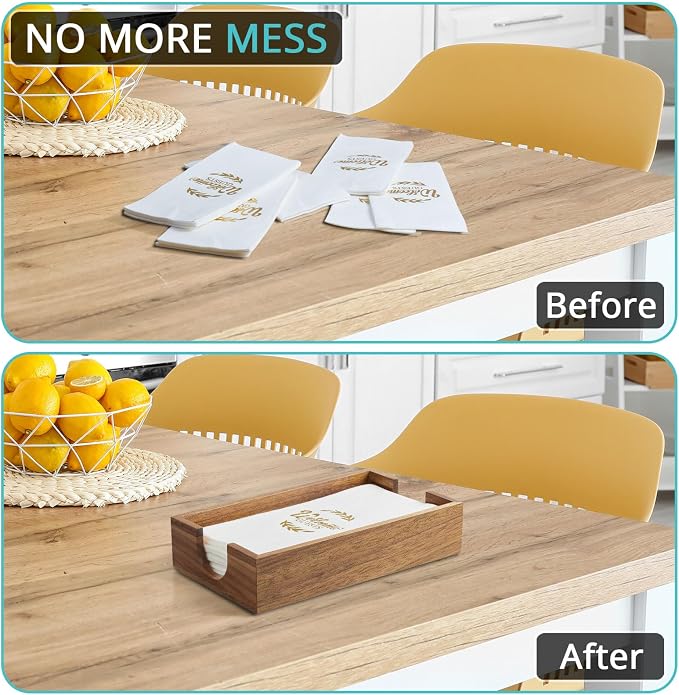 Napkin Holder for Bathroom, Acacia Wooden Guest Towel Holder Tray for Bathroom - Image 4