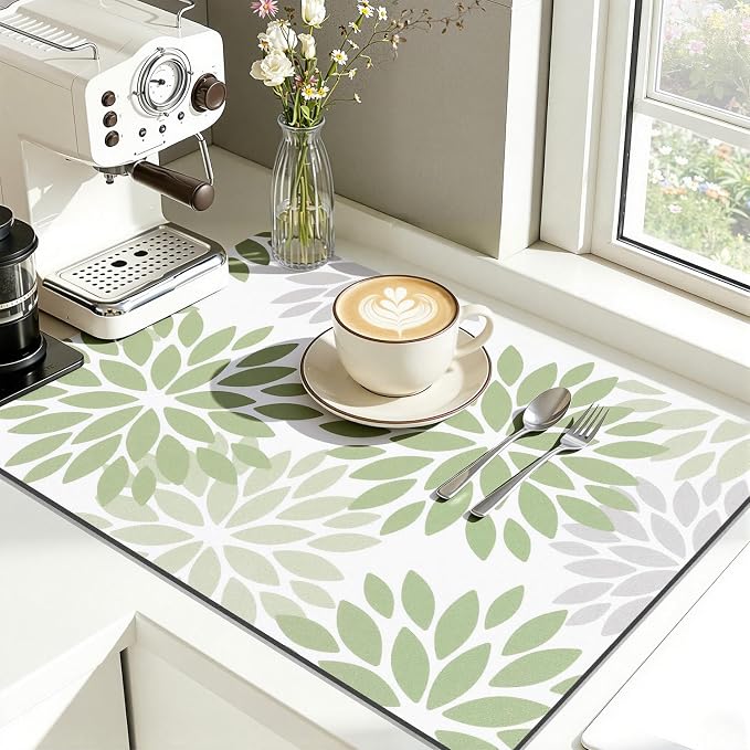 Findosom Floral Dish Drying Mat, Cuttable Drying Mat - Image 6