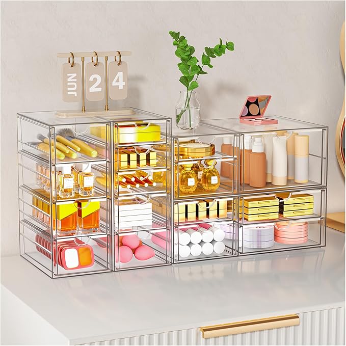 YFXCVSL Clear Stackable Storage Drawers, Acrylic Makeup Organizer - Image 6