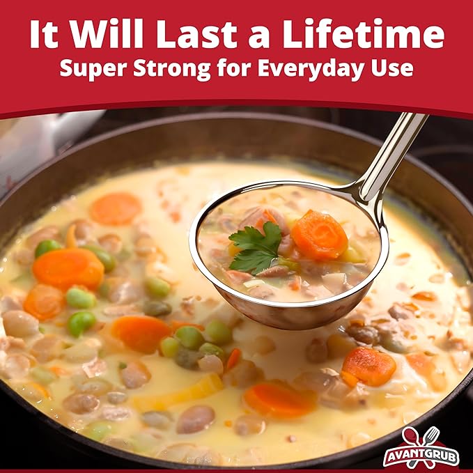 Super Sturdy, Ergonomic 1 Oz. Soup Ladle 1 Pk. Stainless Steel Ladles - Image 3