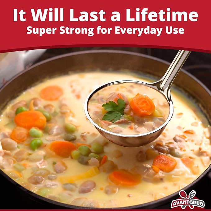 Super Sturdy, Ergonomic 2 Oz. Soup Ladle 1 Pk. Stainless Steel Ladles - Image 3