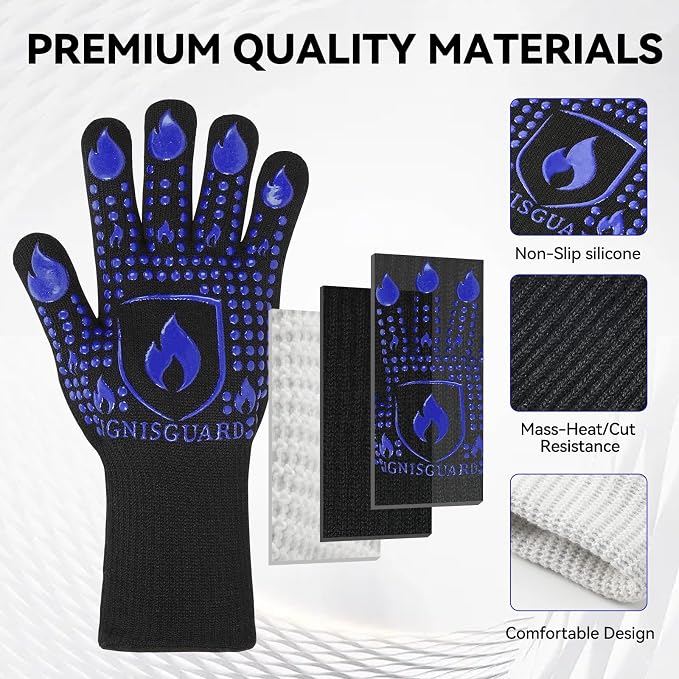 BBQ & Grill Gloves, Oven Gloves, 1472°F Silicone Oven Mitts Heat Resistant - Image 5