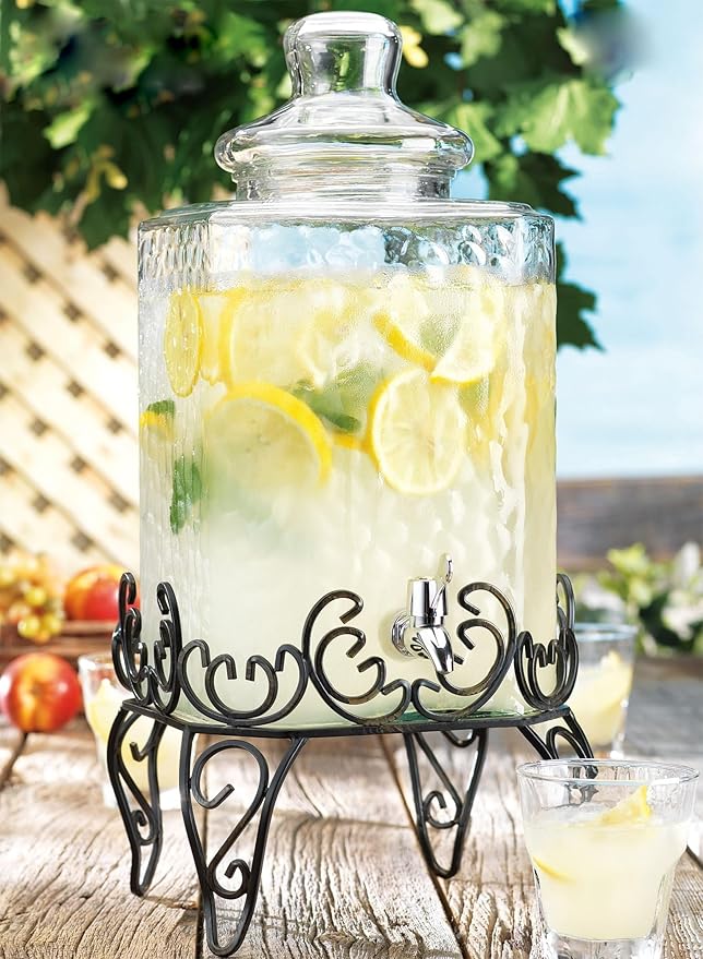 MosJos 2.5 Gallon Classic Hammered Glass Beverage Dispenser - Image 5