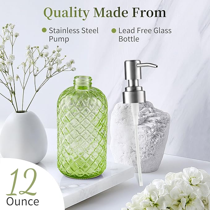 14 Oz Refillable Glass Soap Dispenser - Image 3