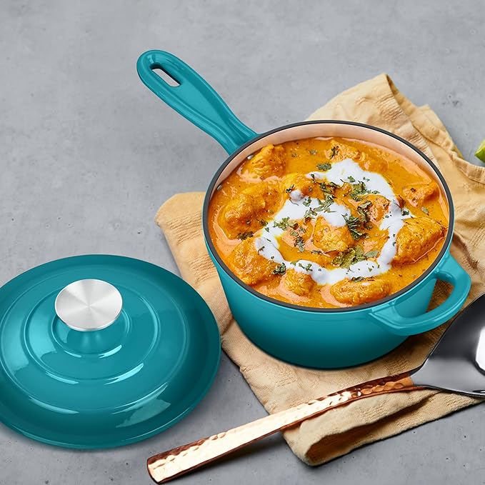 3 Quart Sauce Pan with Lid, Leonyo Enameled Cast Iron Sauce Pot, Large Cast - Image 7