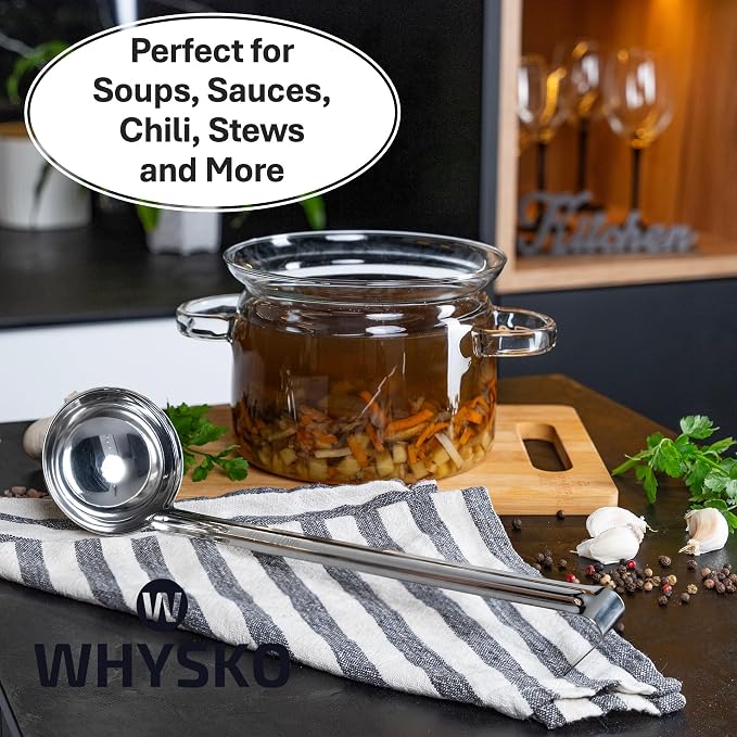 Whysko Soup Ladle Stainless Steel, 4 oz Metal Ladle Spoon, Rustproof Heat - Image 3