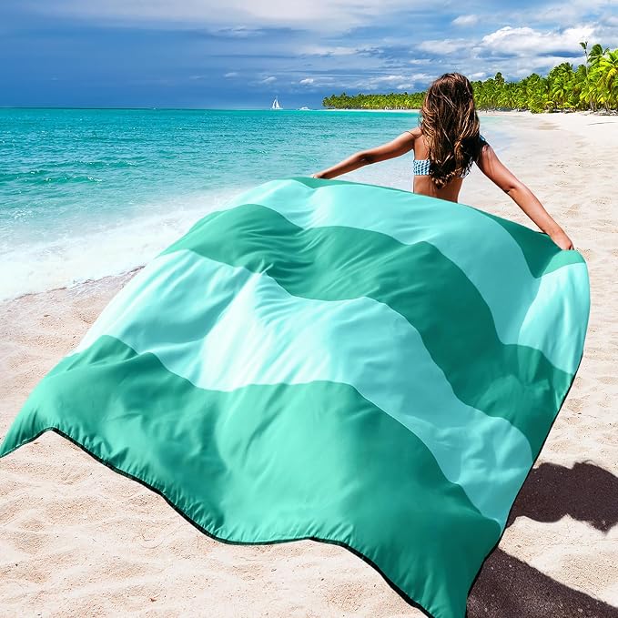 WIWIGO Beach Blanket Waterproof Sandproof Beach Mat 79" X 83"/10'x9'for 2-8 - Image 3