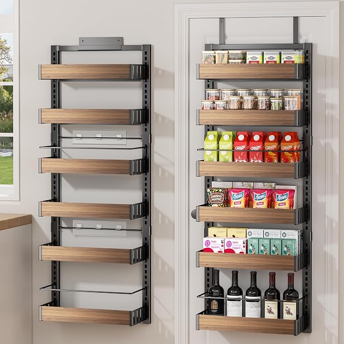 POKIPO 6 Tier Over The Door Pantry Organizer, 2-in-1 Door Hanging or Wall by POKIPO