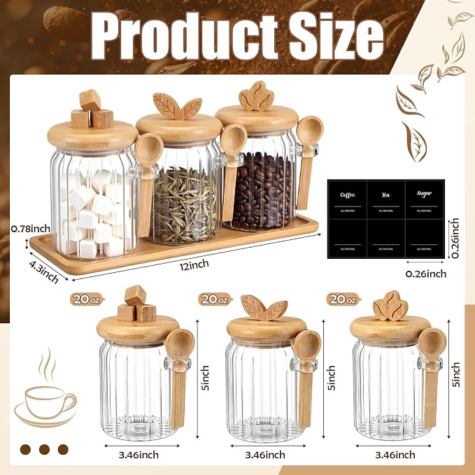 Suclain 3 Pcs Glass Coffee Container - Image 2