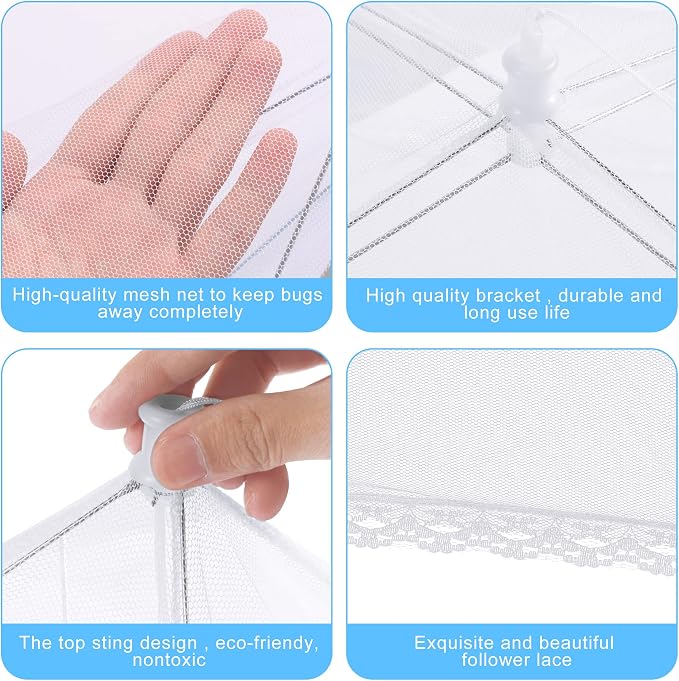 10 PACK Mesh Food Covers for Outside, Food Covers Outdoors Pop-up Food Tents 2 - Image 4