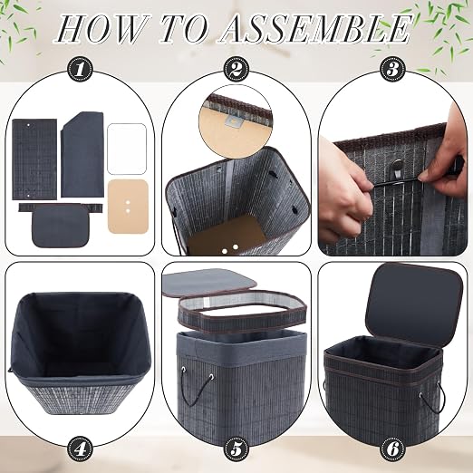 2 Pack 21 Gallon Bamboo Slim Trash Can - Image 3