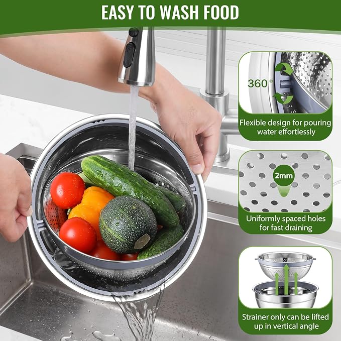 P&P CHEF 4-In-1 Stainless Steel Colander - Image 3