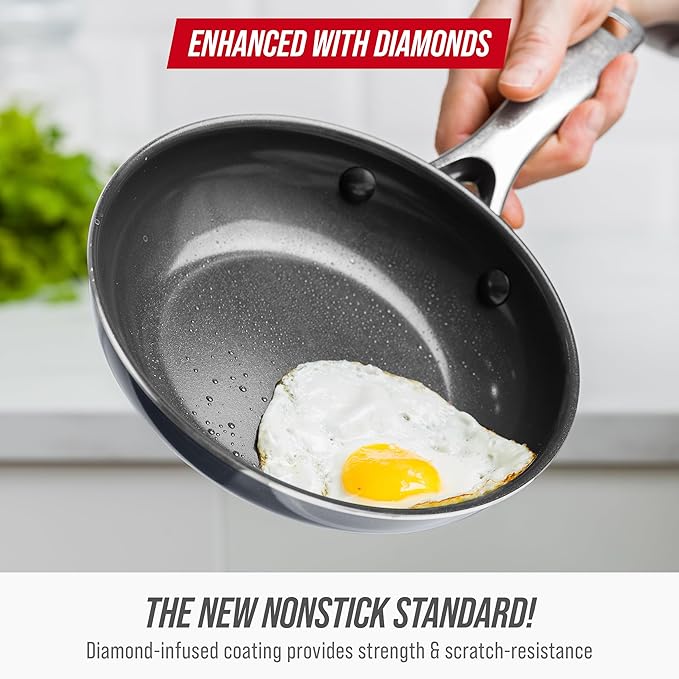 Blue Diamond 8" Nonstick Frying Pan Skillet, Ceramic Diamond Infused PFAS-Free - Image 2