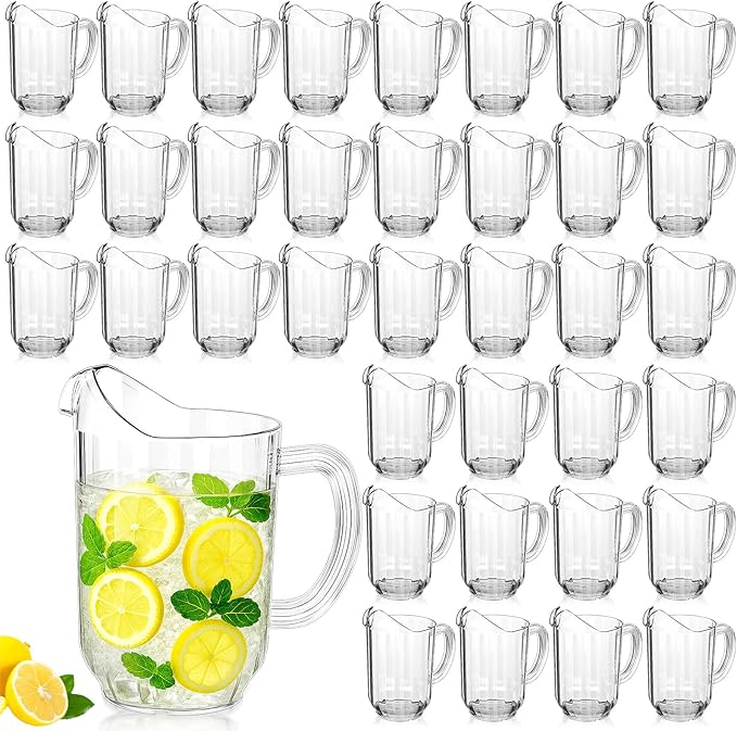 Tessco for you 36 Pcs Plastic Pitchers 60 Ounce Clear Restaurant Jug Large by Tessco