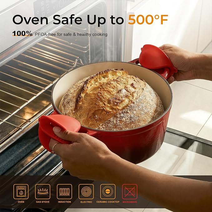 Parmedu 5.5QT Enameled Cast Iron Dutch Oven - Image 4