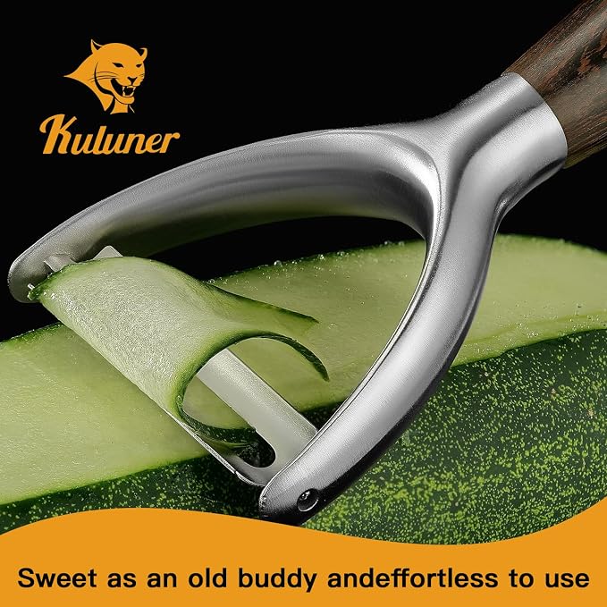 Premium Y Type 304 Stainless Steel Multifunctional Kitchen Peeler Real Wood - Image 3