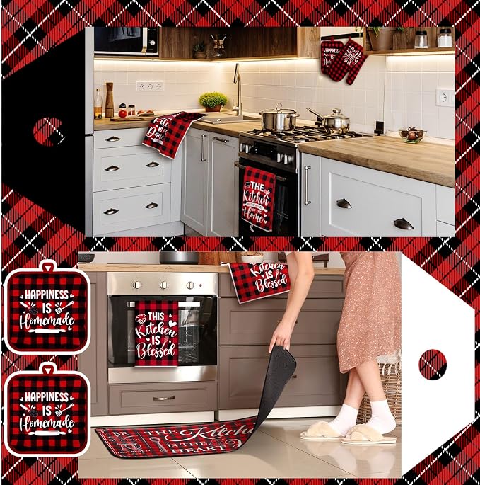 Fourluoo 10 Pcs Farmhouse Kitchen Decor and Accessories Set 4 Kitchen Towels 2 - Image 4