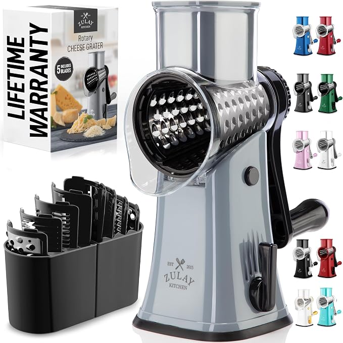 Zulay Kitchen Rotary Cheese Grater 5 Blade Cheese Shredder by ZulayKitchen