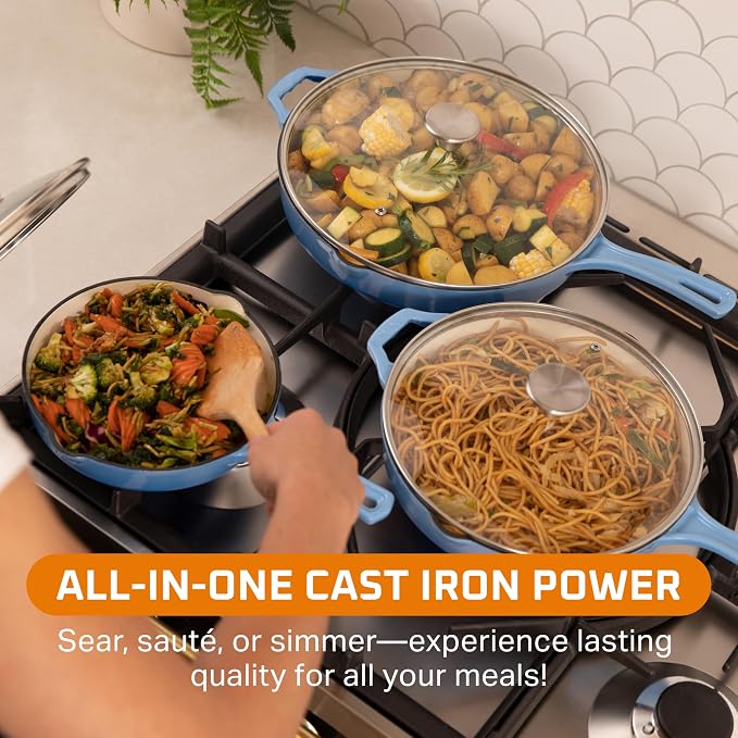 Bruntmor Enameled Cast Iron Frying Pan Set - Image 4