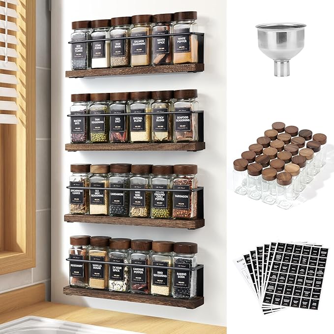 Wooden Lid Magnetic Spice Rack by KitHero