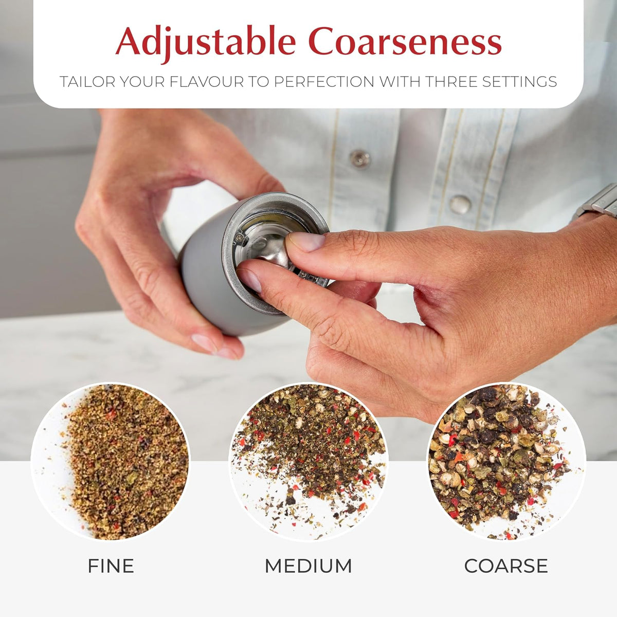 Gravity Salt and Pepper Grinder Set - Battery Operated Electric