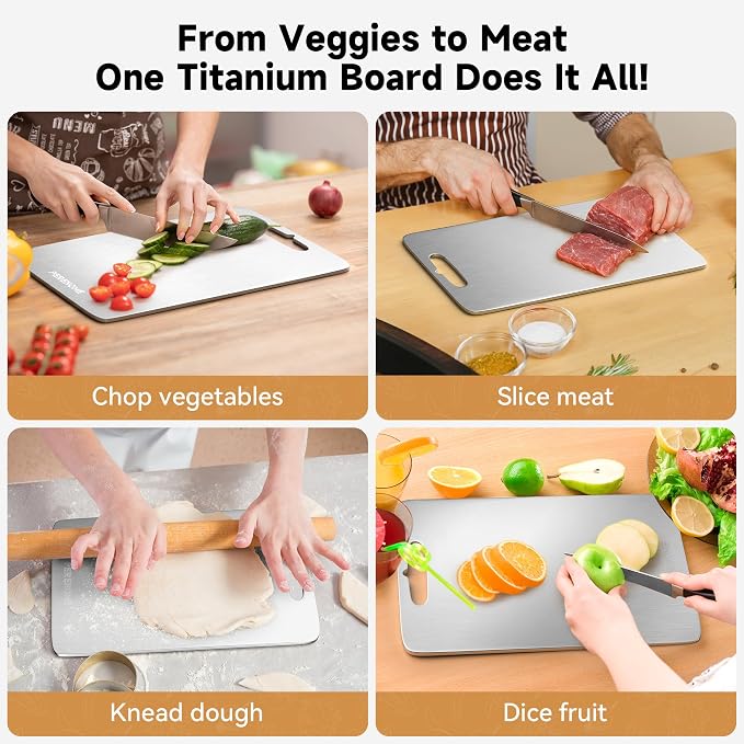 Titanium Cutting Board for Kitchen Set of 3, Cutting Board Double Sided Food - Image 3