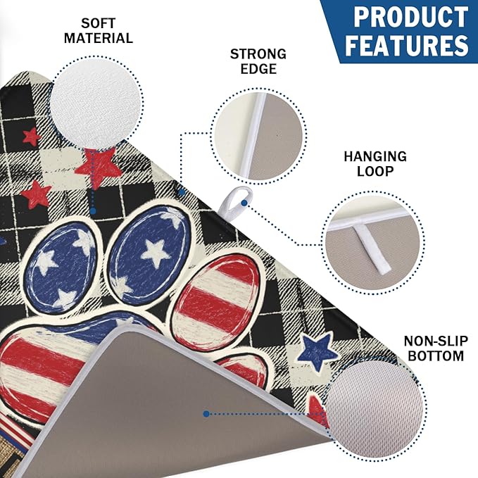 4th of July Dish Drying Mat 24x18 Inch, Patriotic Drying Mat - Image 3