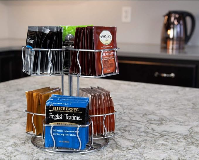 Nifty Tea Bag Spinning Carousel – 6 Compartments, Spins 360-Degrees, Lazy Susan - Image 7