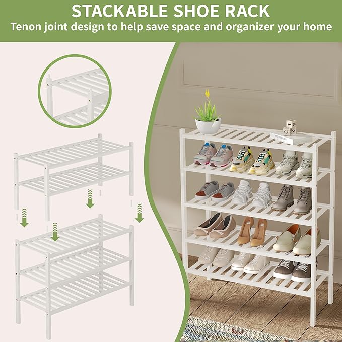 ROMGUAR CRAFT 3 Tier Bamboo Shoe Rack - Image 5