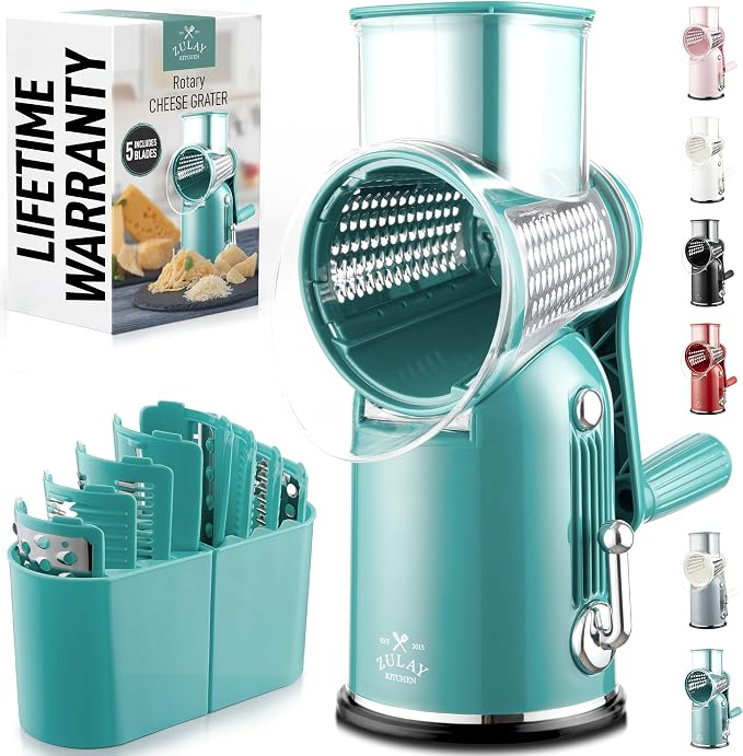 Zulay Kitchen Rotary Cheese Grater 5 Blade Cheese Shredder by ZulayKitchen