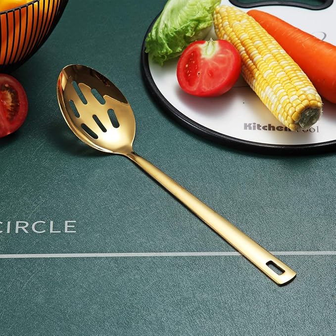 Berglander Gold Cooking Spoon, Stainless Steel Slotted Serving Spoon Titanium - Image 2