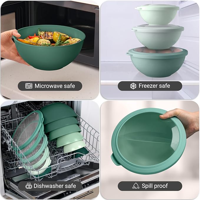 Zulay Kitchen 12-Piece Plastic Mixing Bowl Set - Image 7