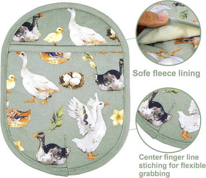 Pot Holders Set of 2 with Transparent Clear Silicone Shell and Nice Duck Flower - Image 5