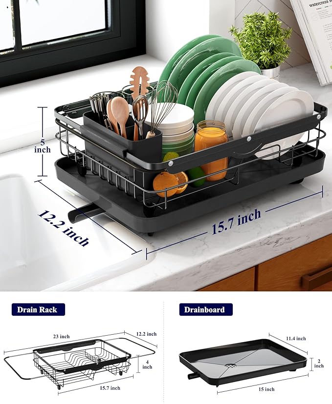 Kitsure Dish Drying Rack for Kitchen Counter, Stainless Steel Sink Organization - Image 4
