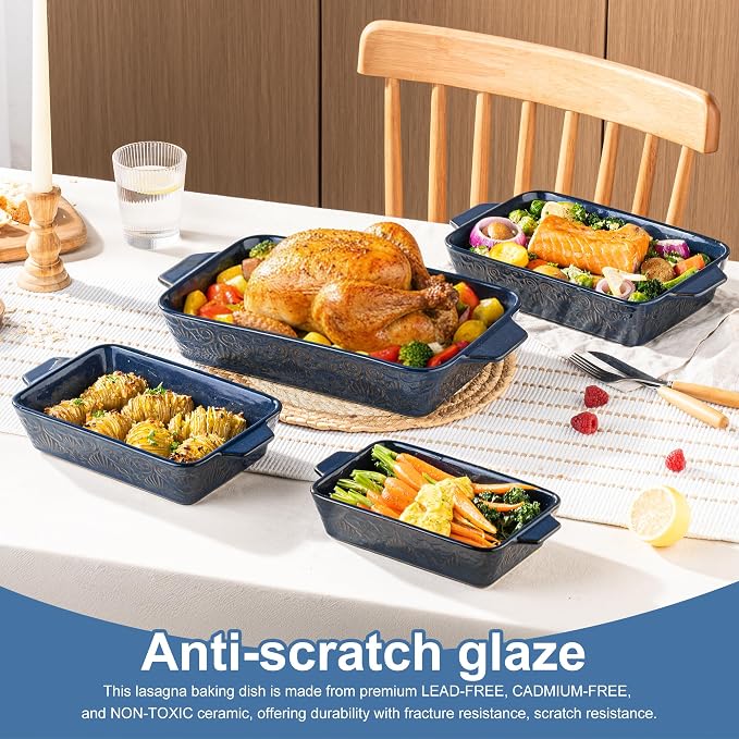 Dafuceramic Casserole Dishes for Oven, Baking Dishes, Ceramic Bakeware Sets of 4 - Image 3