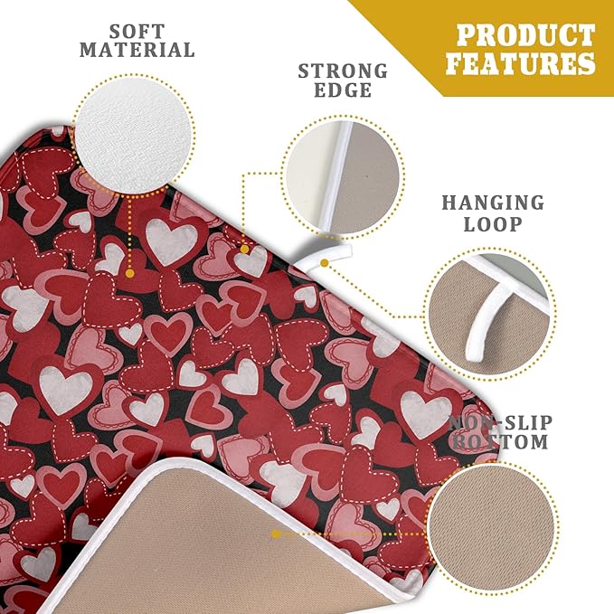 Valentines Day Dish Drying Mat for Kitchen Counter 18x16 Inch Love Drying Mat - Image 3