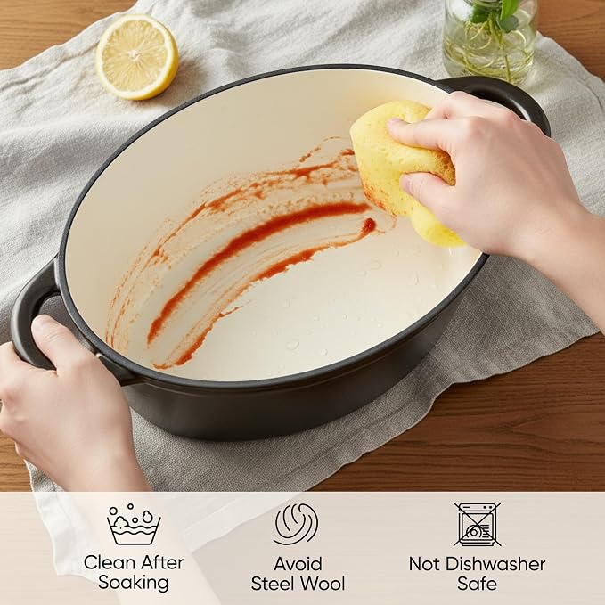 Oval Dutch Oven for Bread Baking, 4.5 Quart Non Stick Enameled Cast Iron Dutch - Image 8