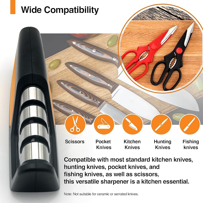RESPECTED BRO 4-in-1 Knife and Scissors Sharpener, Premium Kitchen Knife - Image 7